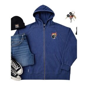 The Hundreds "Adam Bomb" Navy Blue Zip Up Hoodie Streetwear Men's 2XL in GUC